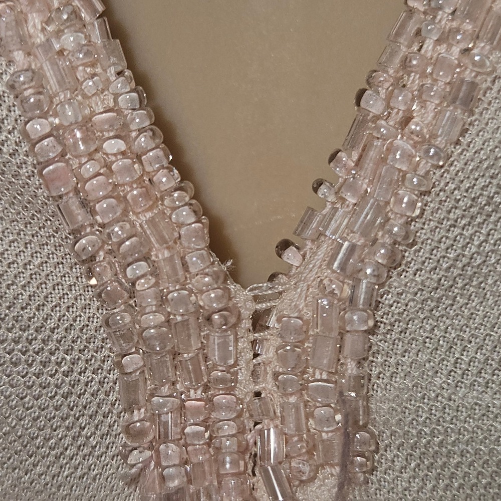 Charlotte Russe Halter Top Pink Sheer Beaded Tie Back Blouse - Picture 4 of 6